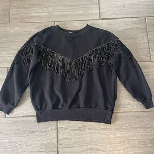 Bershka Black Fringe Sweatshirt